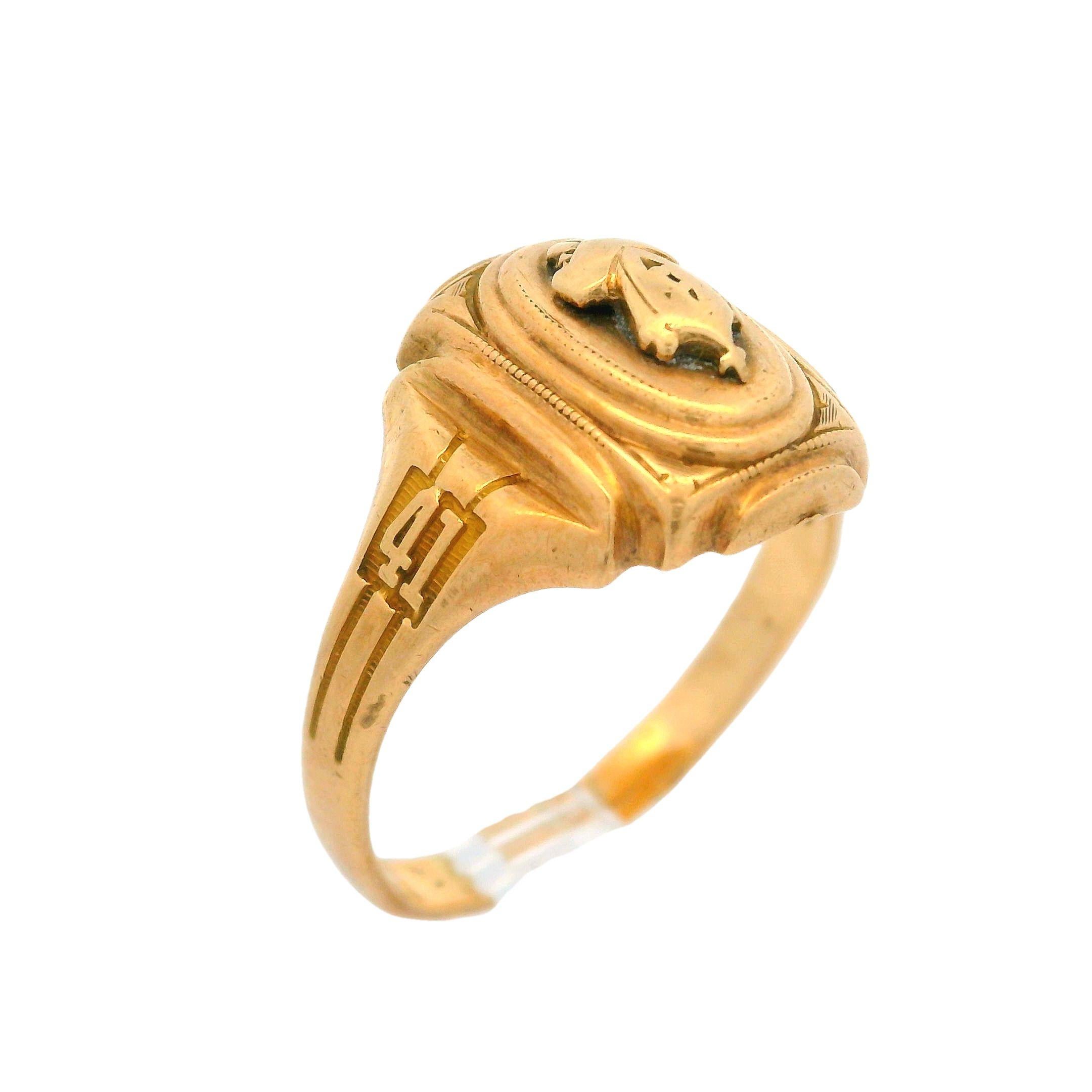 Vintage Collectible 10k Yellow Gold 1941 Balfour Class Ring Size 7 For Sale 2
