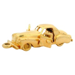 Vintage Collectible 14k Yellow Gold 3d Detailed Operable Car Charm Pendant