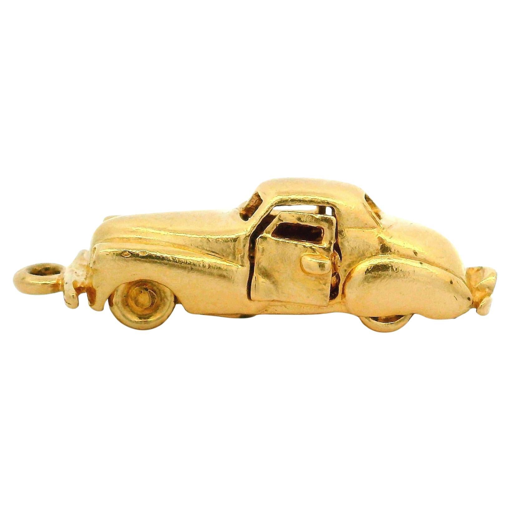Colgante Coleccionable Vintage de Oro Amarillo de 14k 3D Detallado de Coche Operable