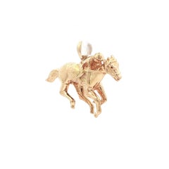 Vintage Collectible 14k Yellow Gold Galloping Horse & Jockey Charm Pendant