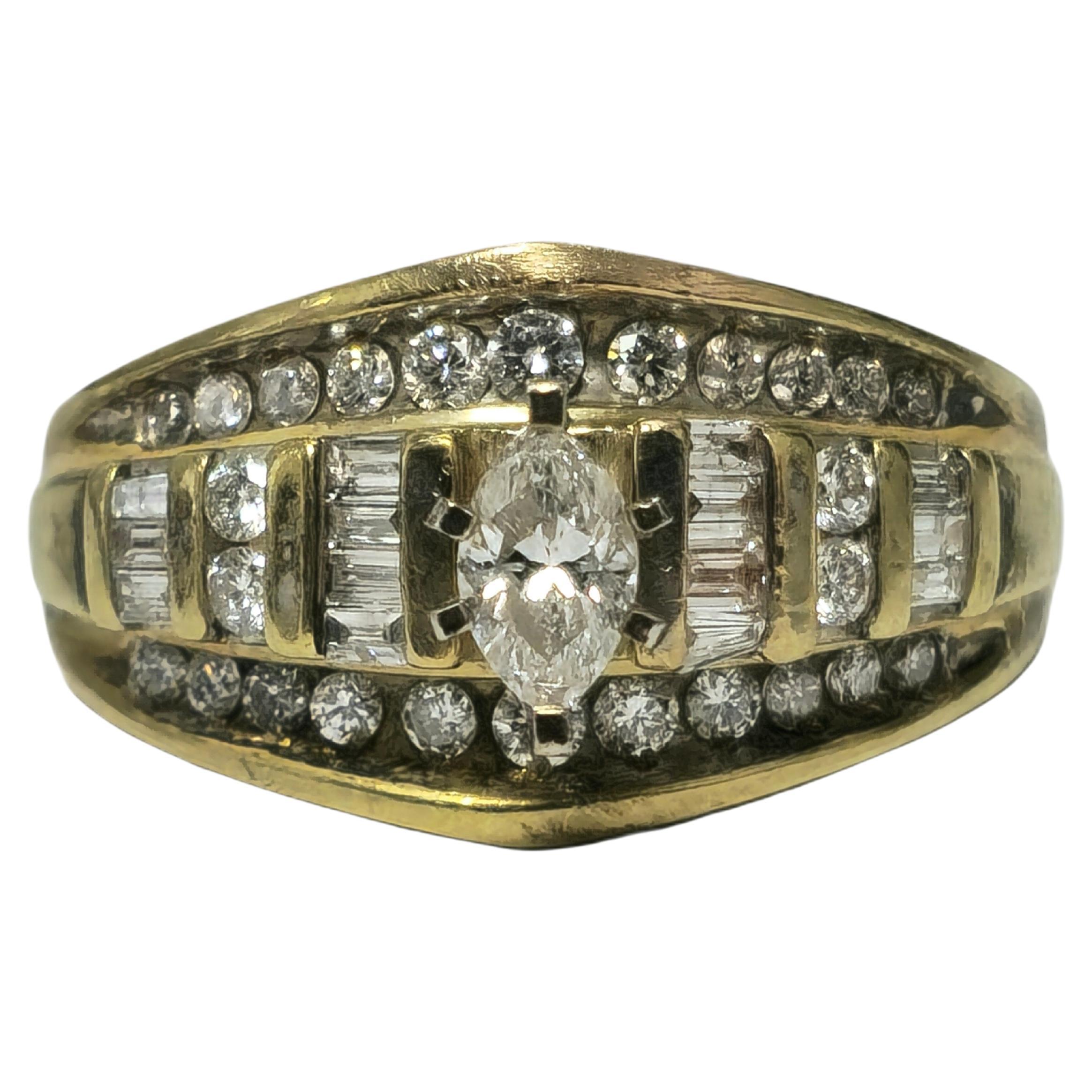 Bague de fiançailles de collection vintage en or 14 carats avec diamant de 2,90 carats