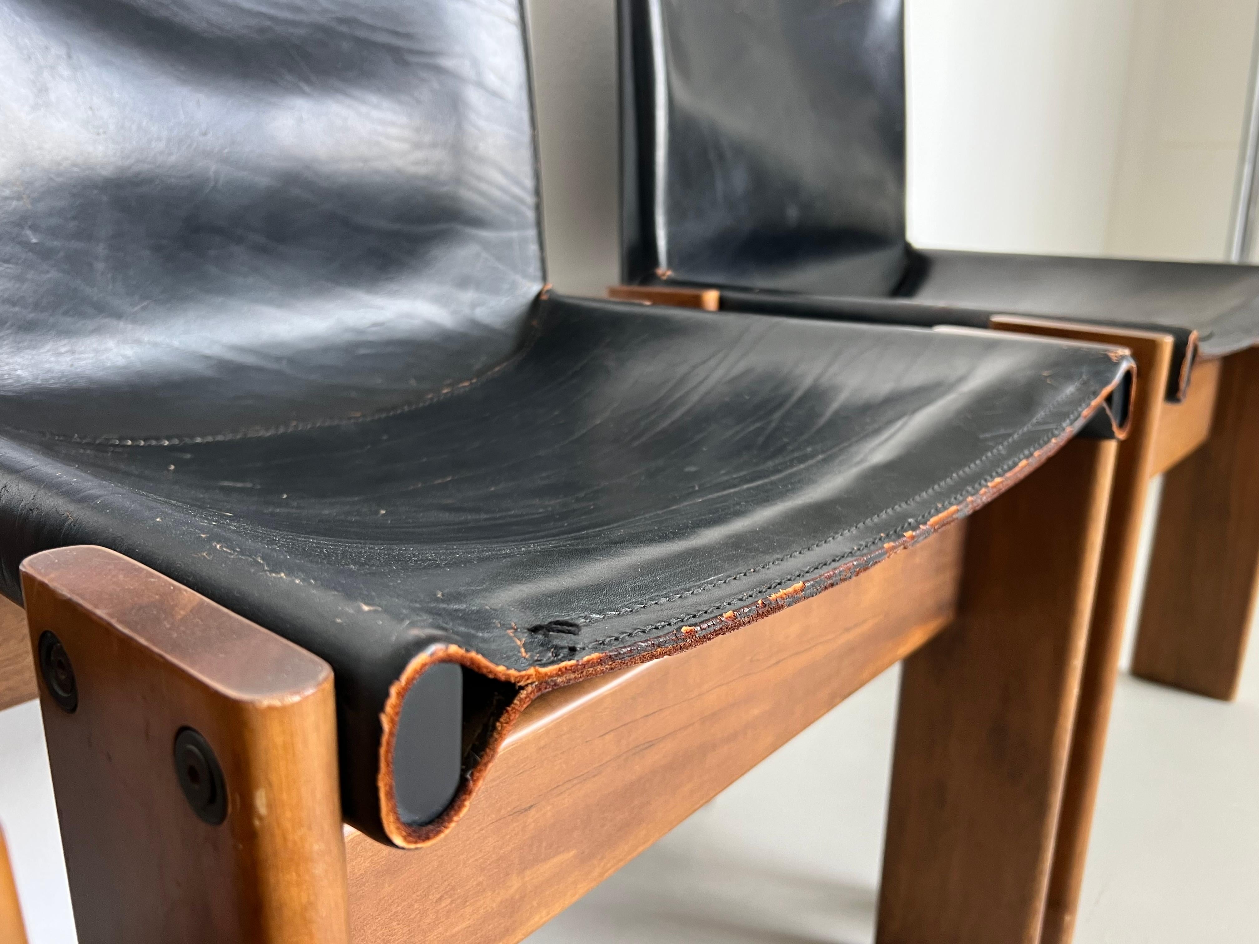 Vintage, sammelbar, schwarz Italienische Mönch-Esszimmerstühle von Afra & Tobia Scarpa im Angebot 5