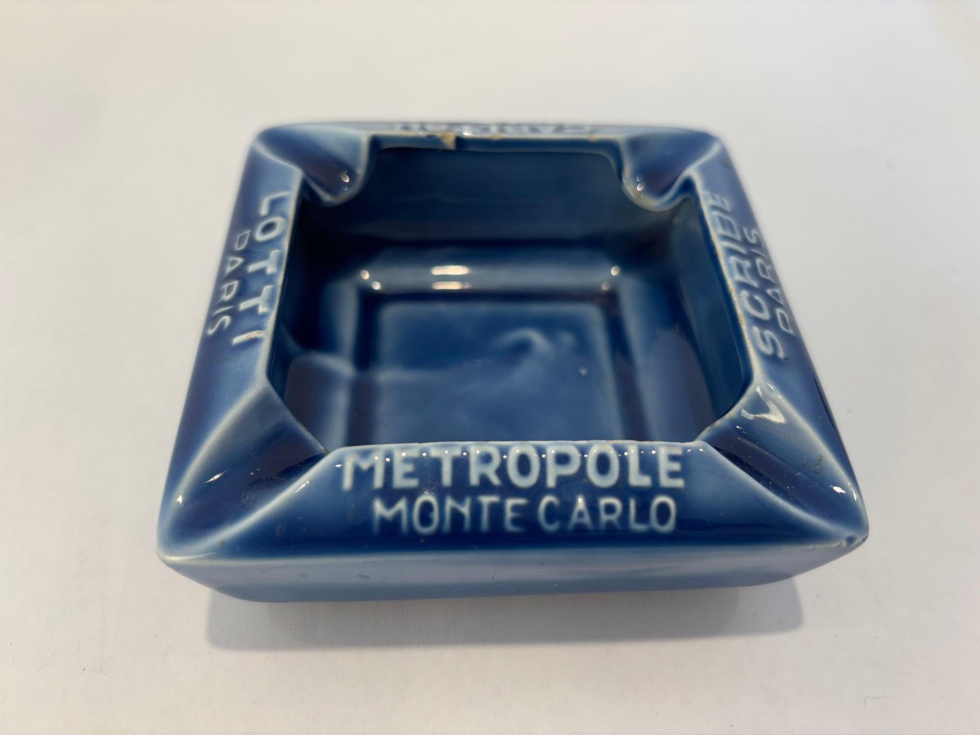 Francese Posacenere vintage da collezione in ceramica con i punti di riferimento degli hotel francesi