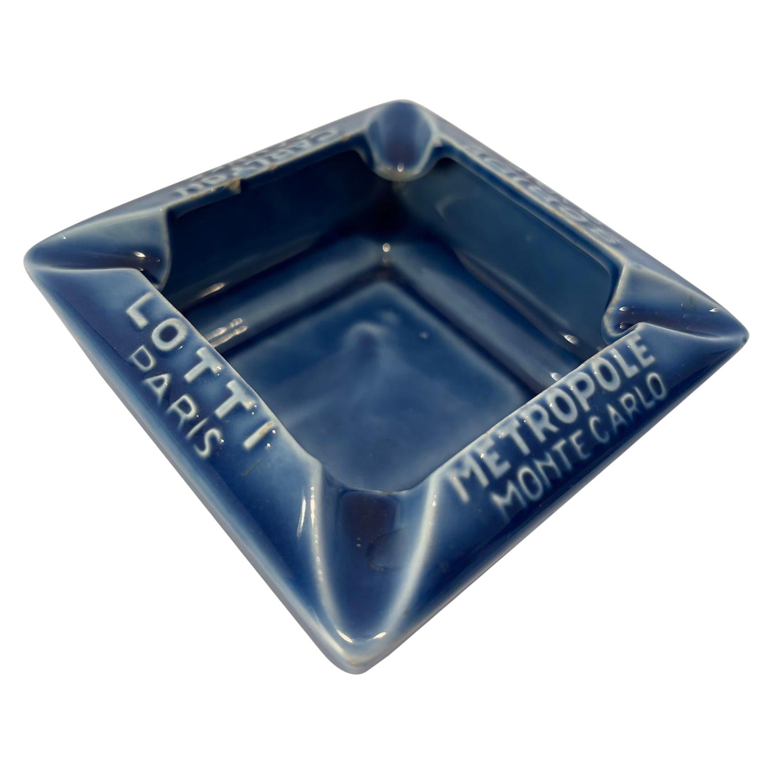 Vintage Collectible Ceramic Ashtray with Iconic French Hotel Landmarks