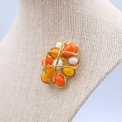 Vintage Collectible Christian Dior Orange Brooch 1960s