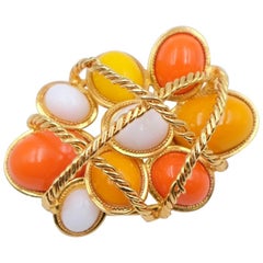 Vintage Collectible Christian Dior Orange Brooch 1960s