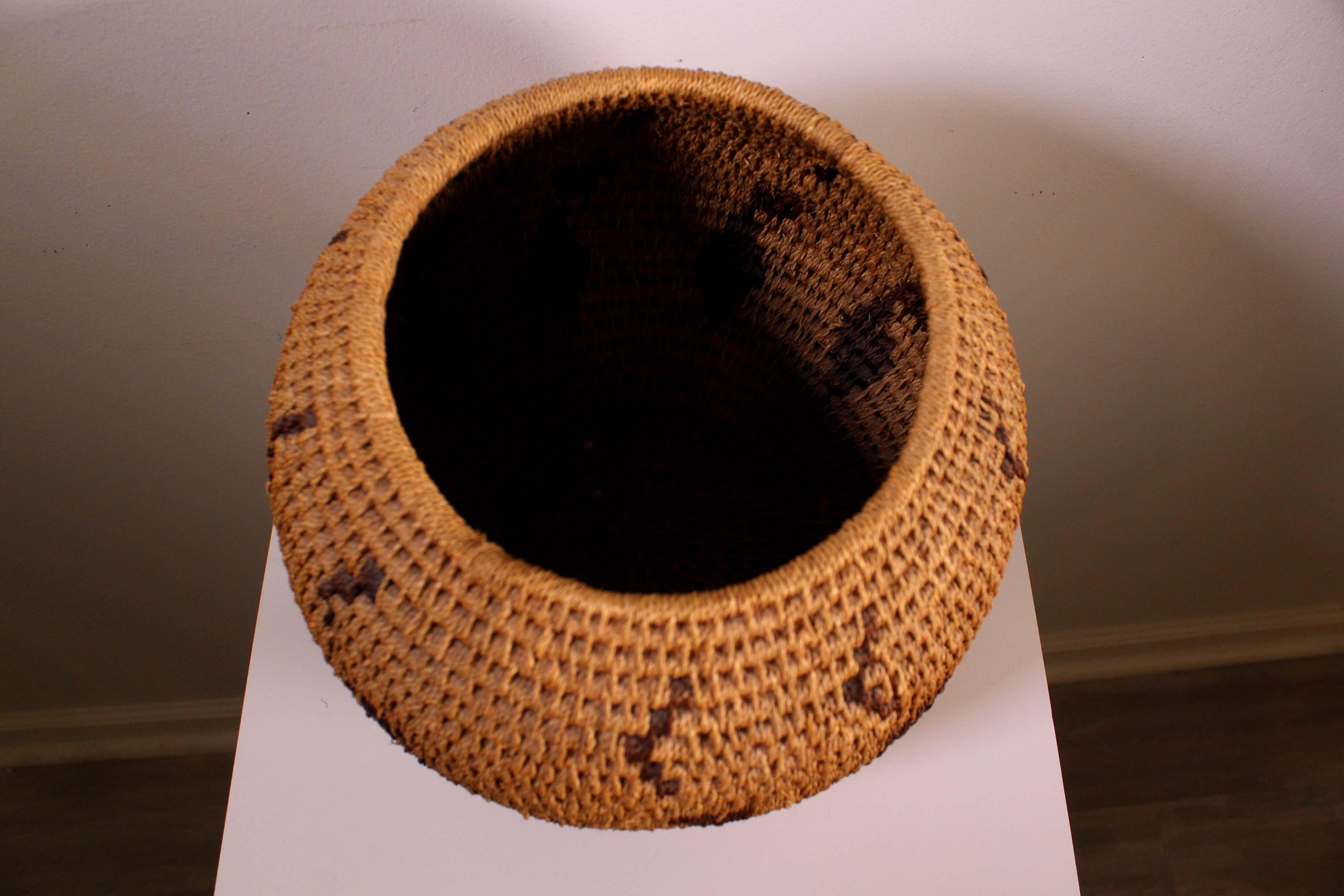 Wood Vintage Collectible Hopi Pueblo Native American Ceremonial Woven Basket Bowl
