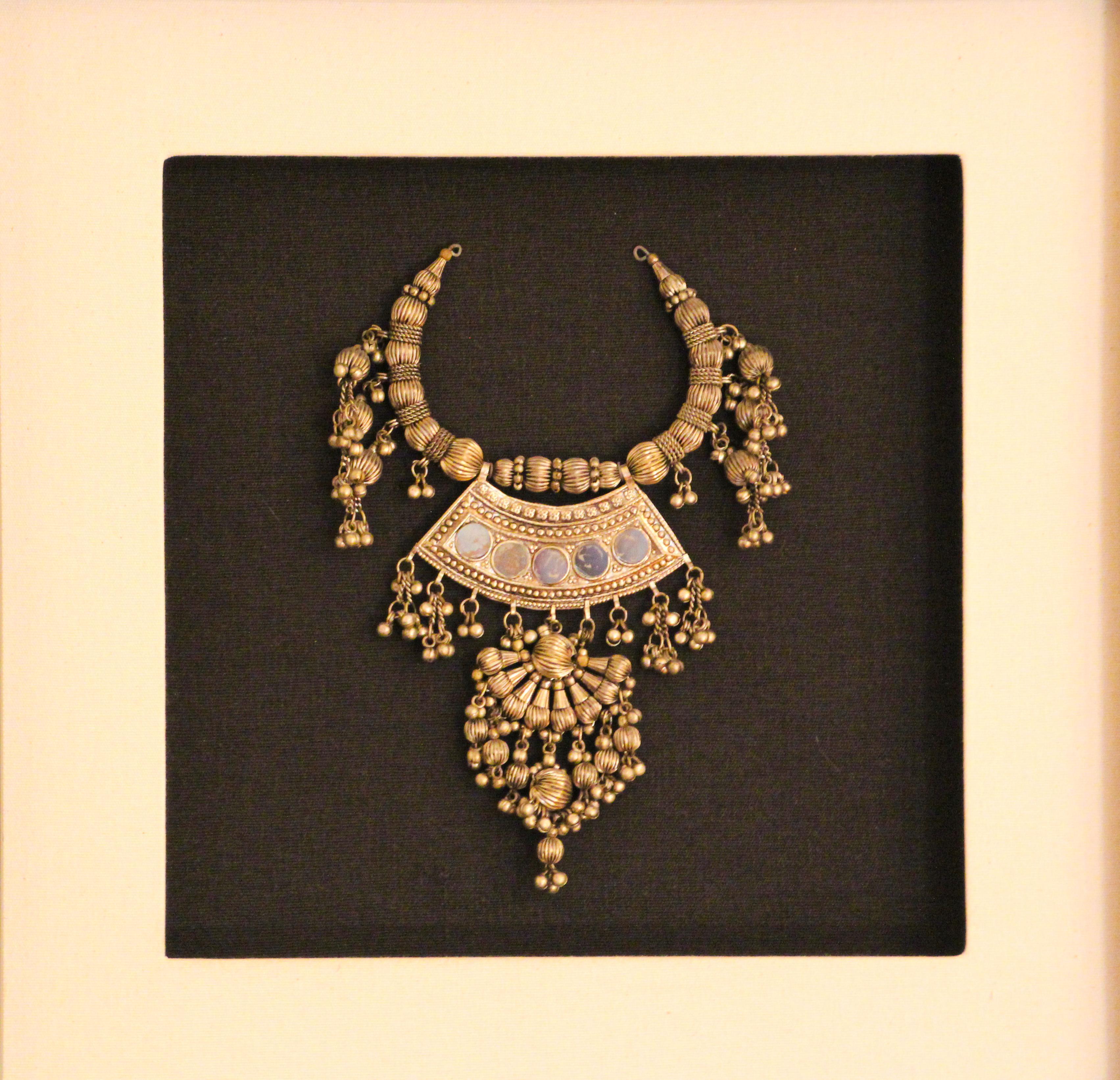 Women's or Men's Vintage Collectible Jewelry Ethnic Indian Necklace Framed For Sale