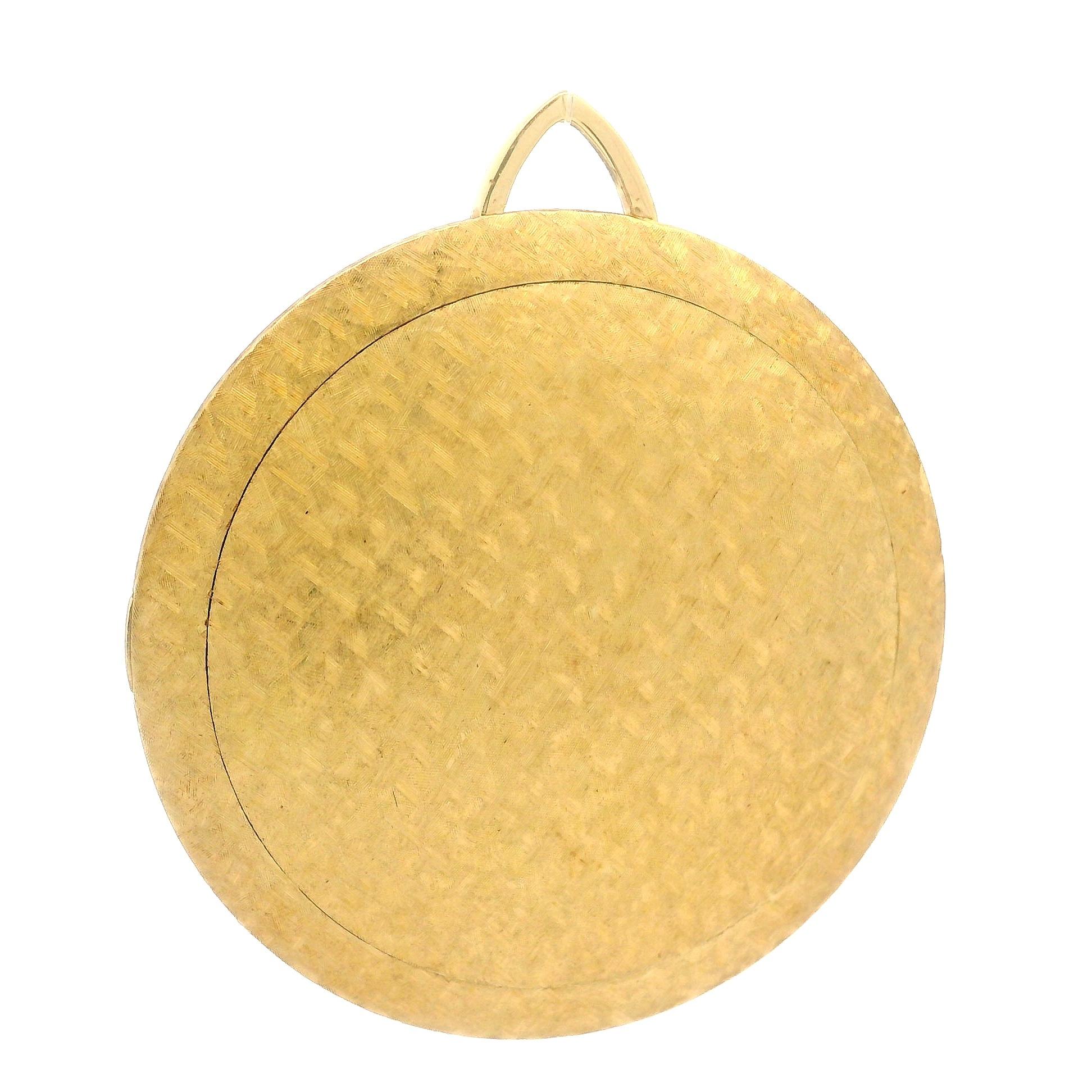 Vintage Collectible Meister 18k Gold Florentine Hammered Finish Desk Coin Watch For Sale 4