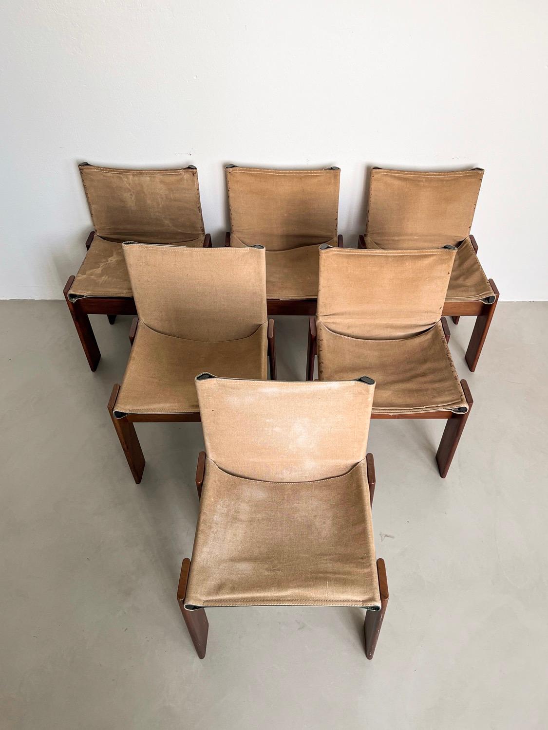 Vintage, Collectible, Rare Italian Monk Dining Chairs by Afra & Tobia Scarpa For Sale 5
