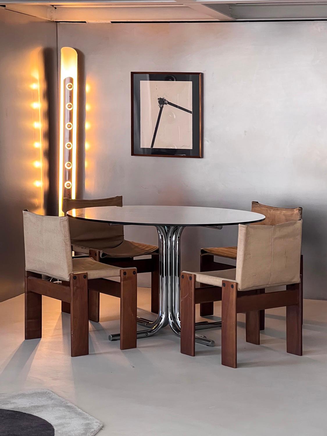 Vintage, Collectible, Rare Italian Monk Dining Chairs by Afra & Tobia Scarpa For Sale 8