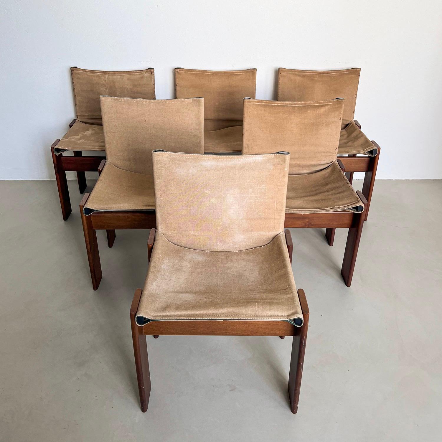 Vintage, Collectible, Rare Italian Monk Dining Chairs by Afra & Tobia Scarpa In Fair Condition For Sale In Milano, IT