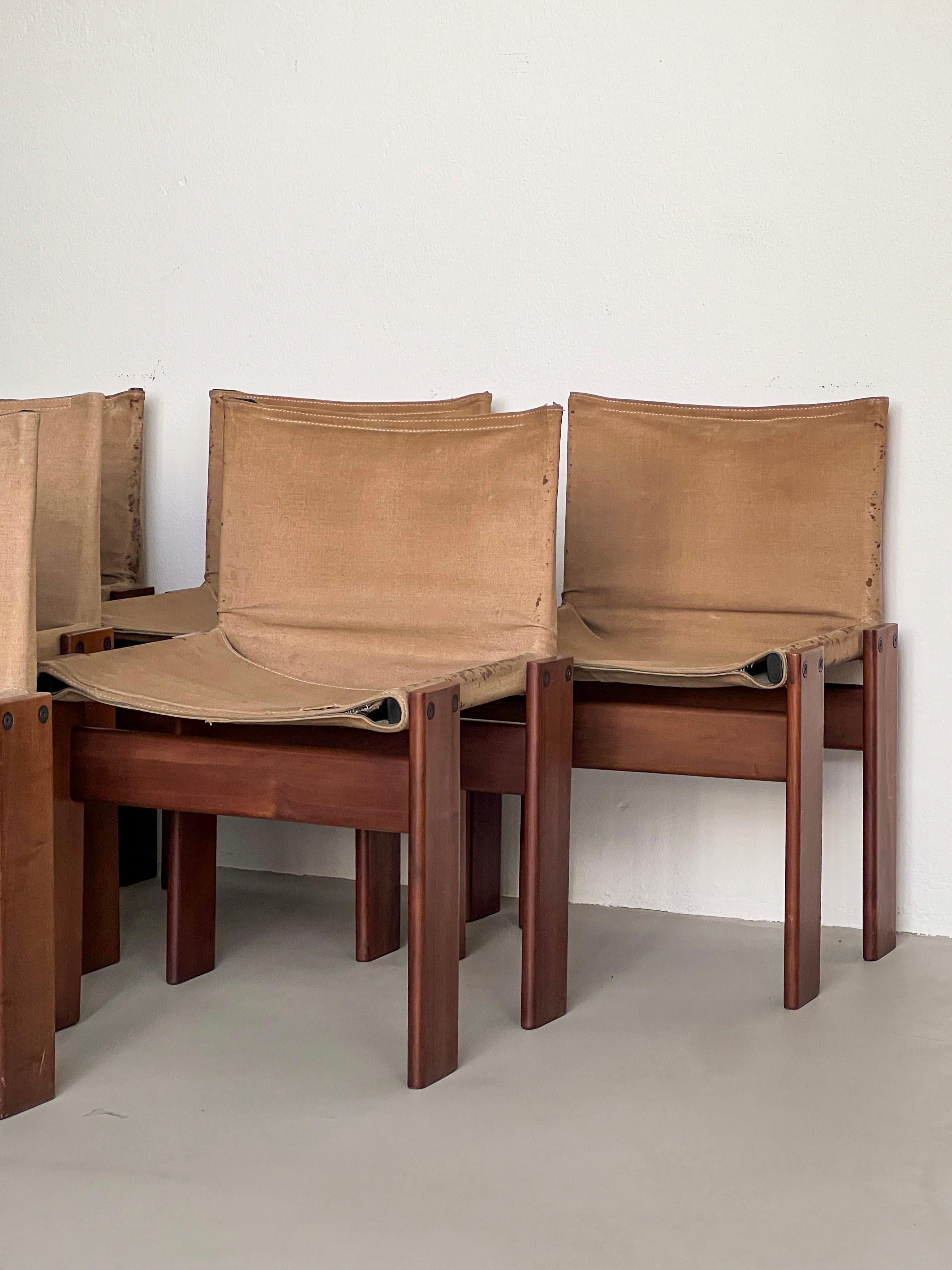Fabric Vintage, Collectible, Rare Italian Monk Dining Chairs by Afra & Tobia Scarpa For Sale