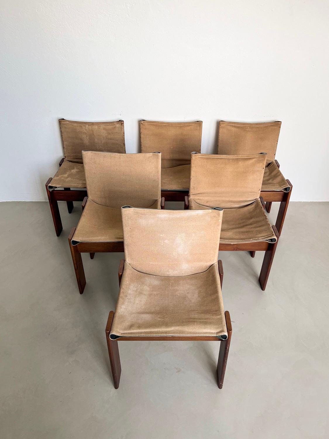 Late 20th Century Vintage, Collectible, Rare Italian Monk Dining Chairs by Afra & Tobia Scarpa For Sale