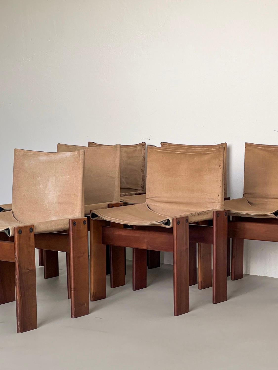 Vintage, Collectible, Rare Italian Monk Dining Chairs by Afra & Tobia Scarpa For Sale 1