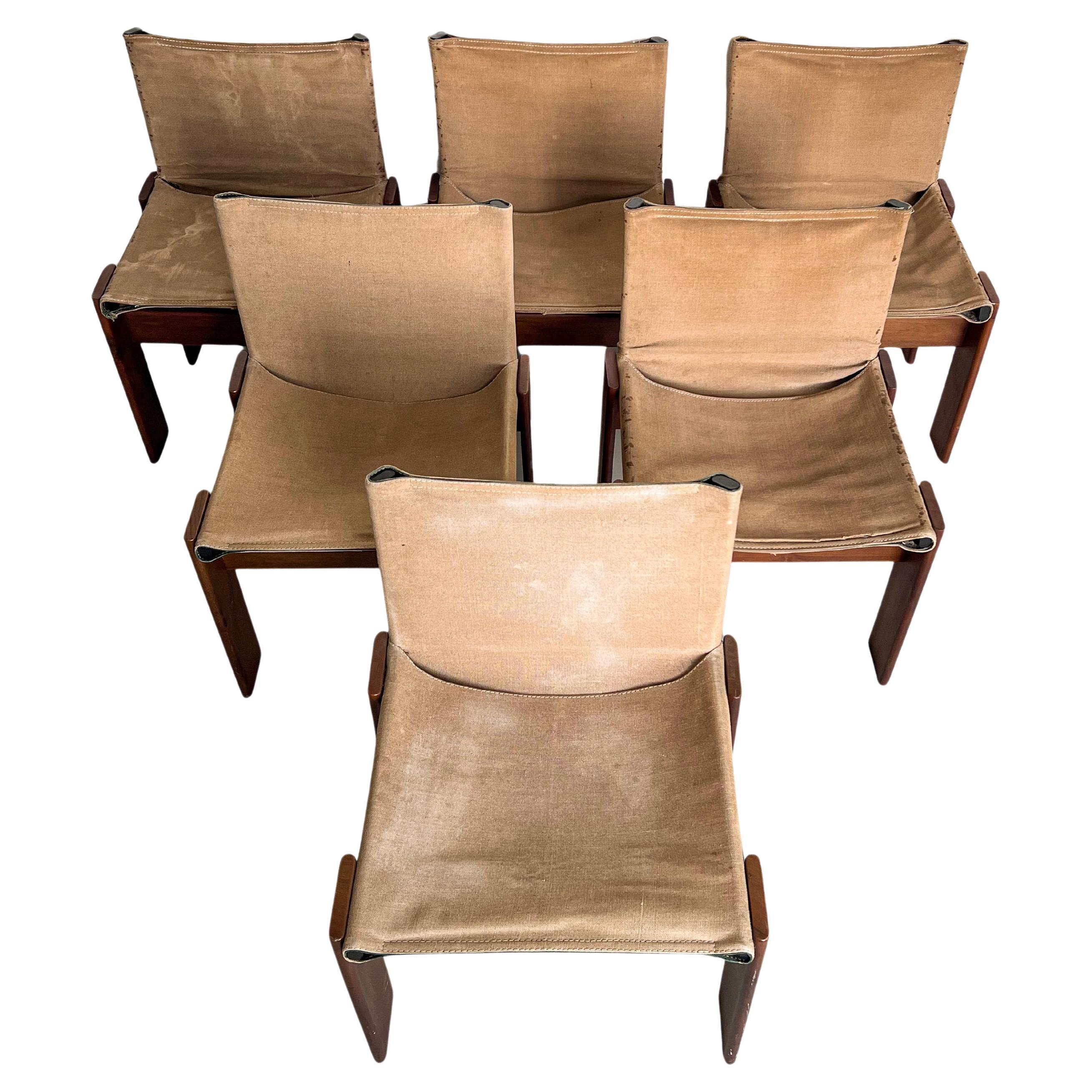 Vintage, Collectible, Rare Italian Monk Dining Chairs by Afra & Tobia Scarpa For Sale