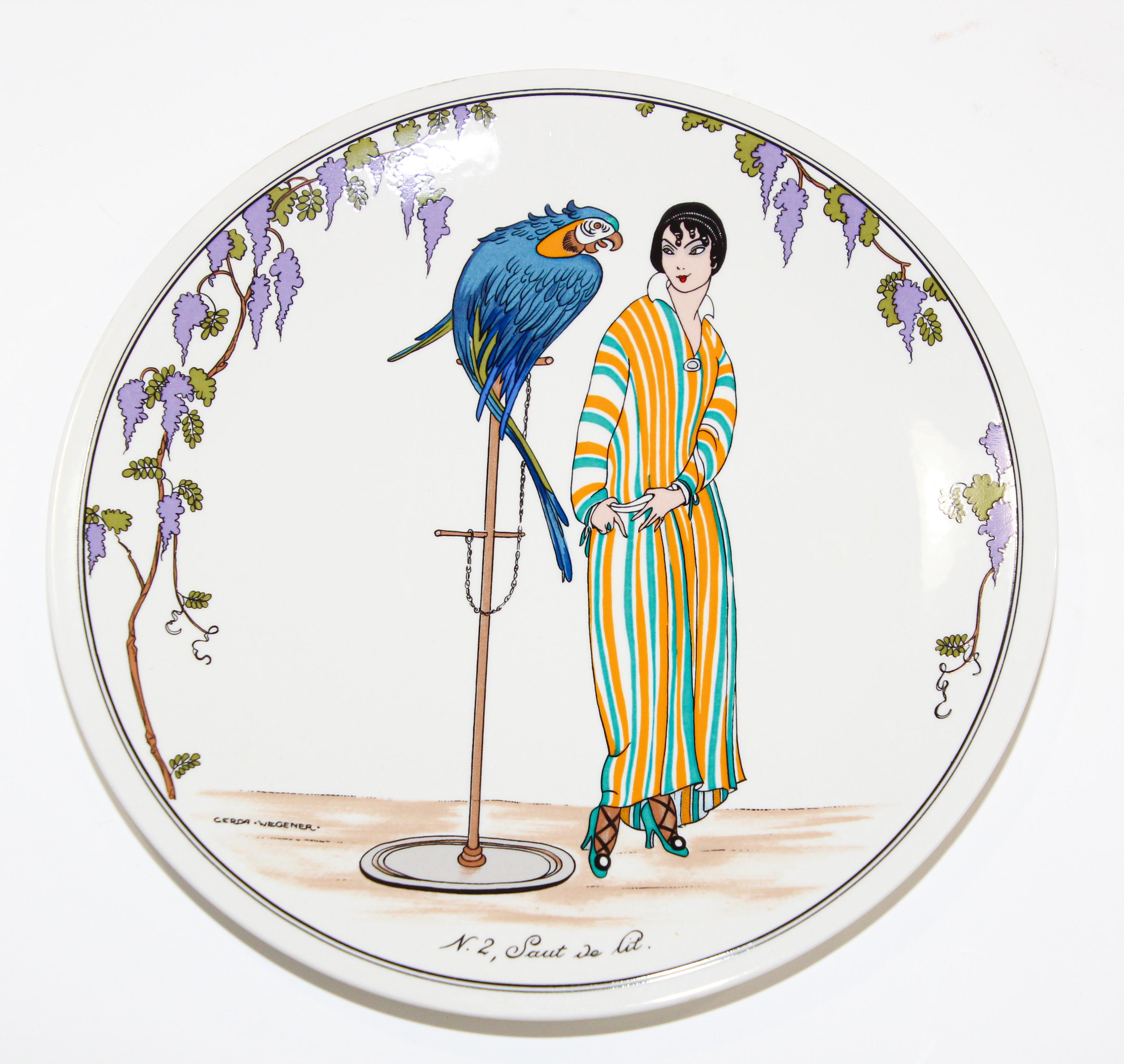 Vintage Villeroy and Boch 1900 Art Deco design, woman with parrot.
Villeroy & Boch Design 1900 Porcelain collectible plate.
The subjects collection are taken from ancient lithographies and are signed and designed by different artists.
The plate