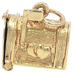 Vintage Collectible Yellow Gold US Mail Box Charm Pendant