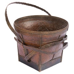 Retro Collecting Basket from Ata Pue Area of Laos, Mid-20th Century, Bamboo