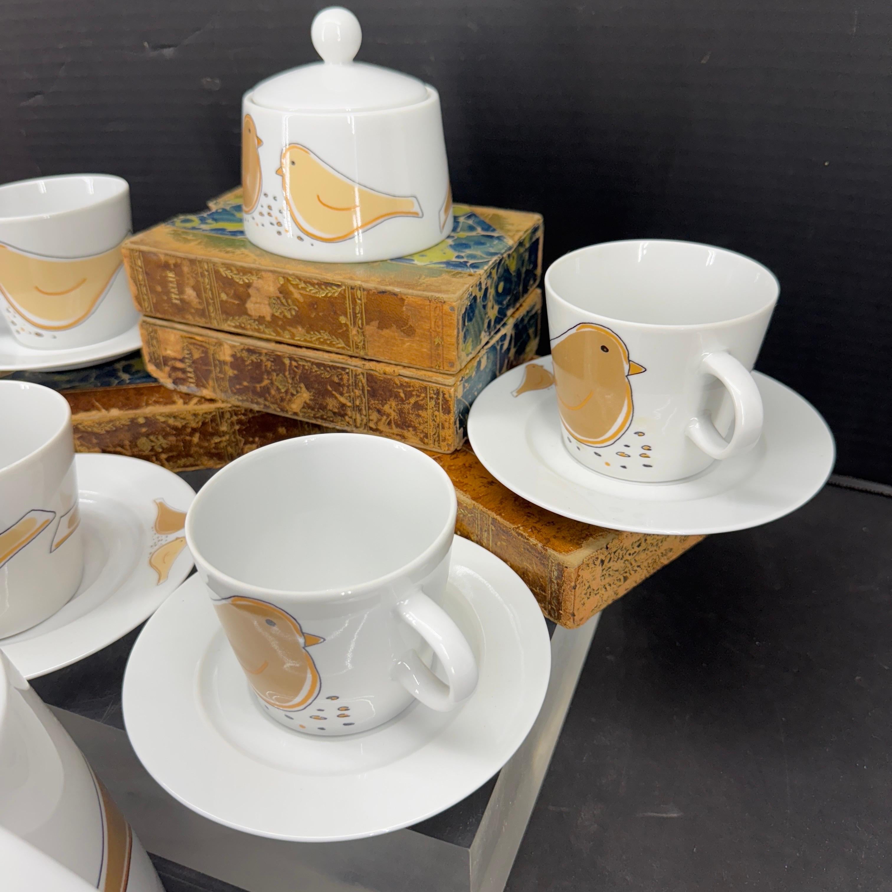 Vintage Collection from Aarikka Bird Porcelain Teapot Mugs For Sale 5