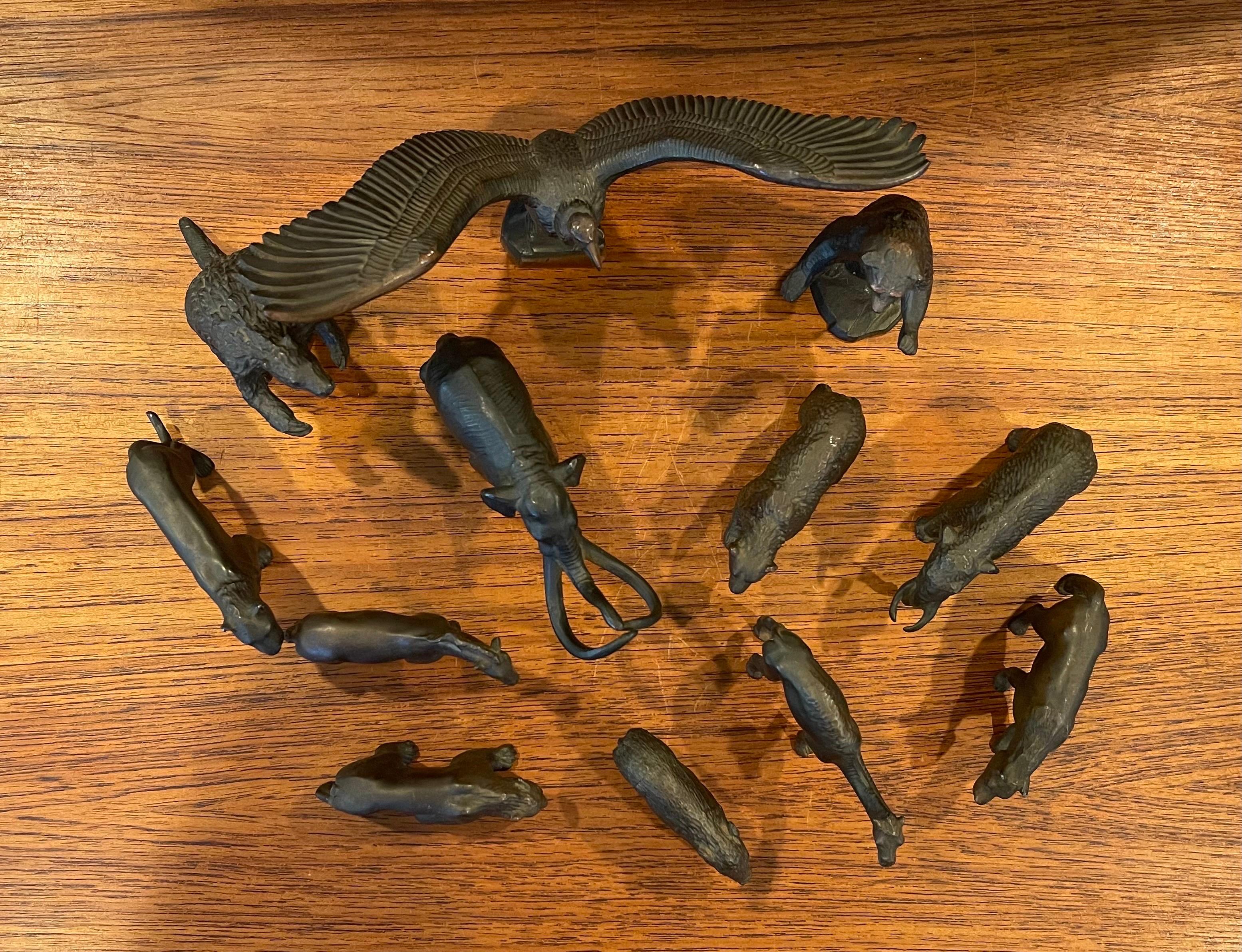 Mid-Century Modern Vintage Collection of 12 Bronze Sculptures by Wm Otto for La Brea Tar Pits