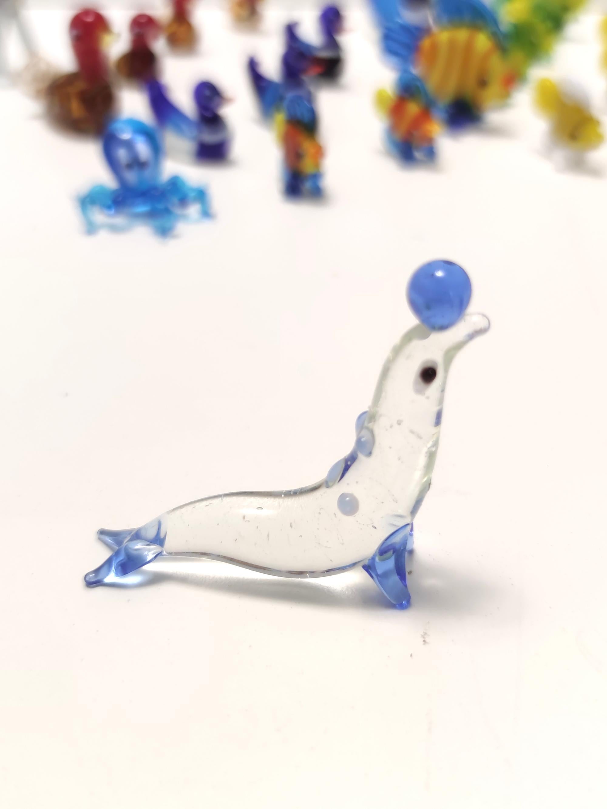 Vintage Collection of 47 Murano Glass Miniature Animals, Italy For Sale 11