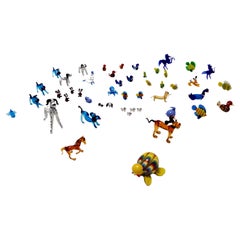 The Collective of 47 Murano Glass Miniature Animals, Italy (collection vintage de 47 animaux miniatures en verre de Murano)