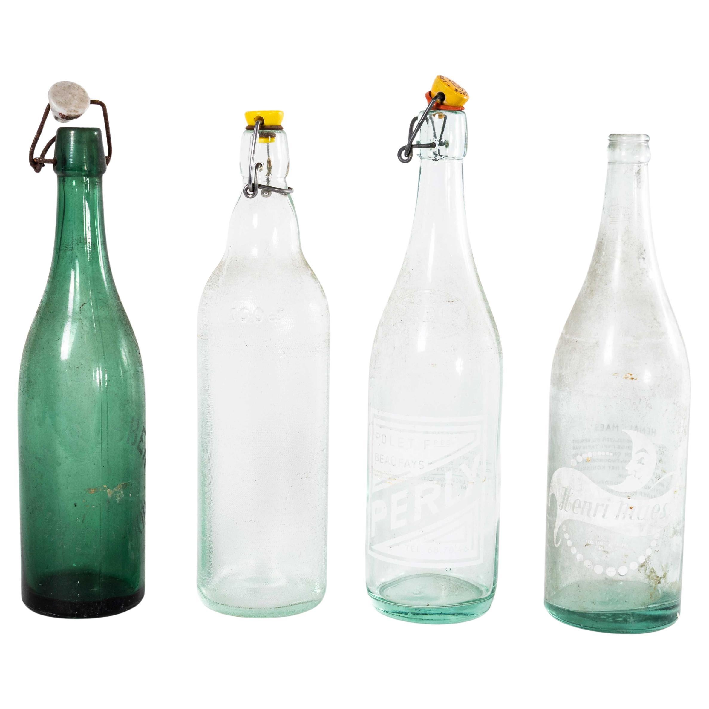 Vintage Collection Of French Soda Bottles Set Of Four For Sale