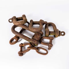 Vintage Collection Of Large Ship Iron Shackles – Set Of Five