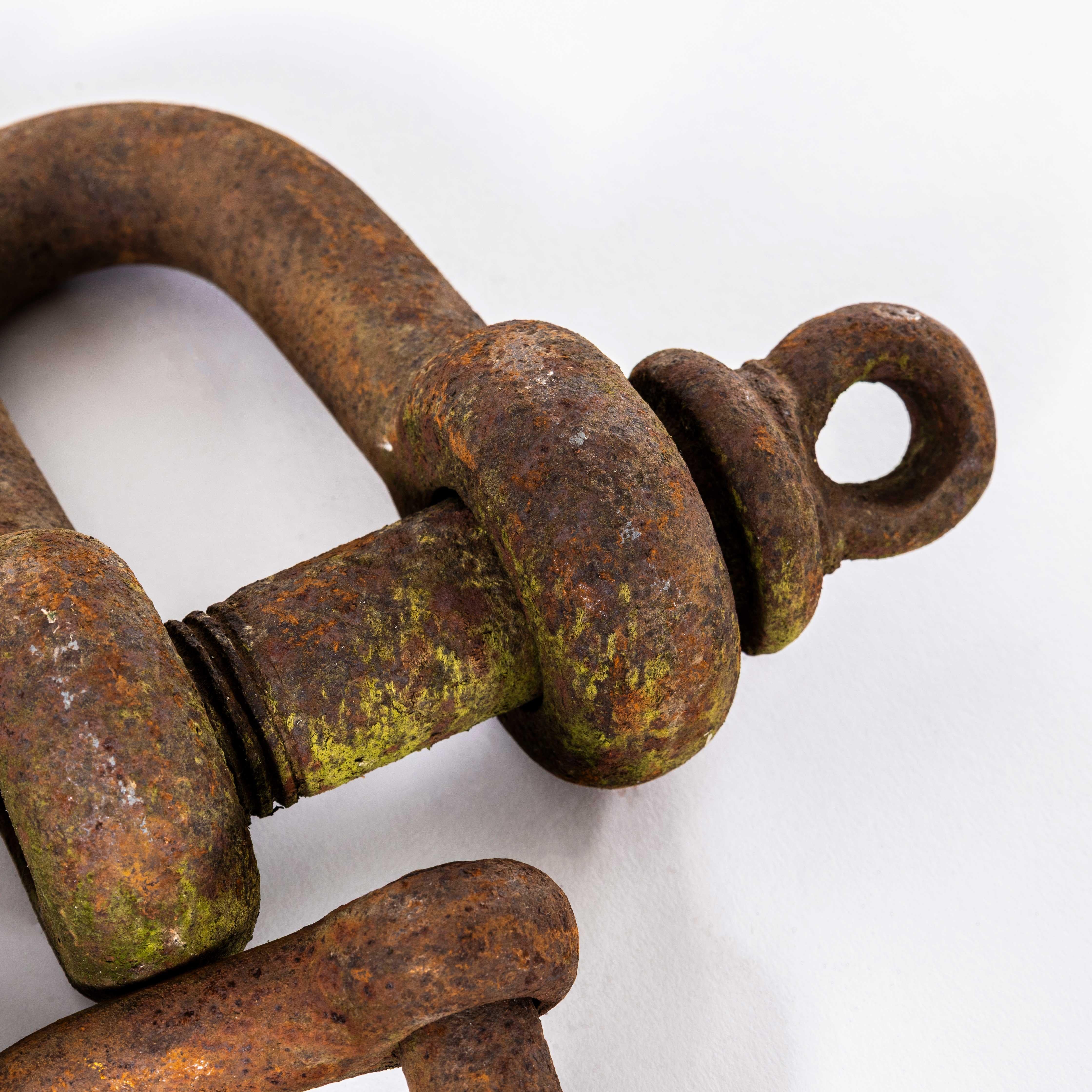 Ferro Vintage Collection Of Large Ship Iron Shackles – Set Of Five in vendita