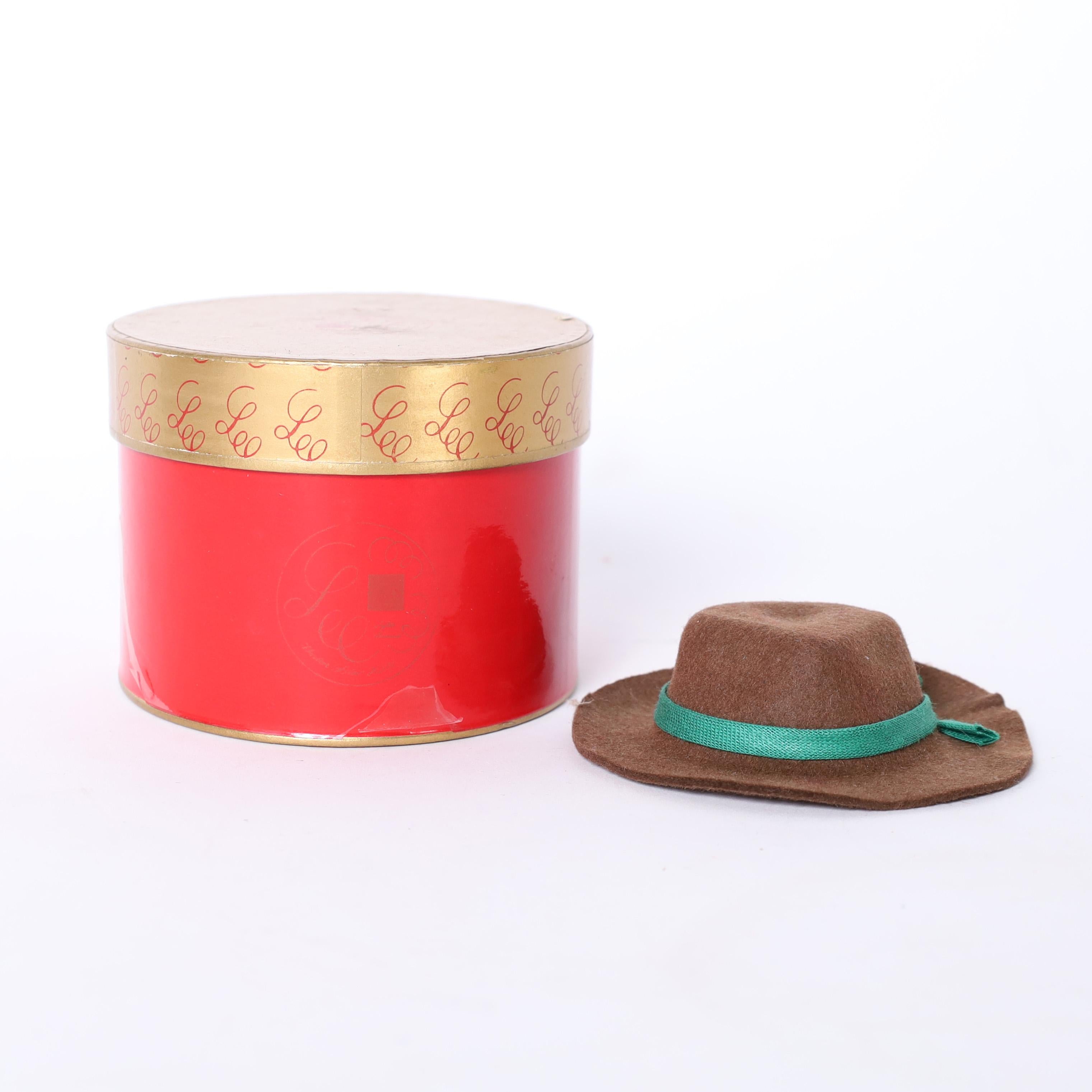 20th Century Vintage Collection of Eight Miniature Hat Boxes with Hats, Priced Individually For Sale