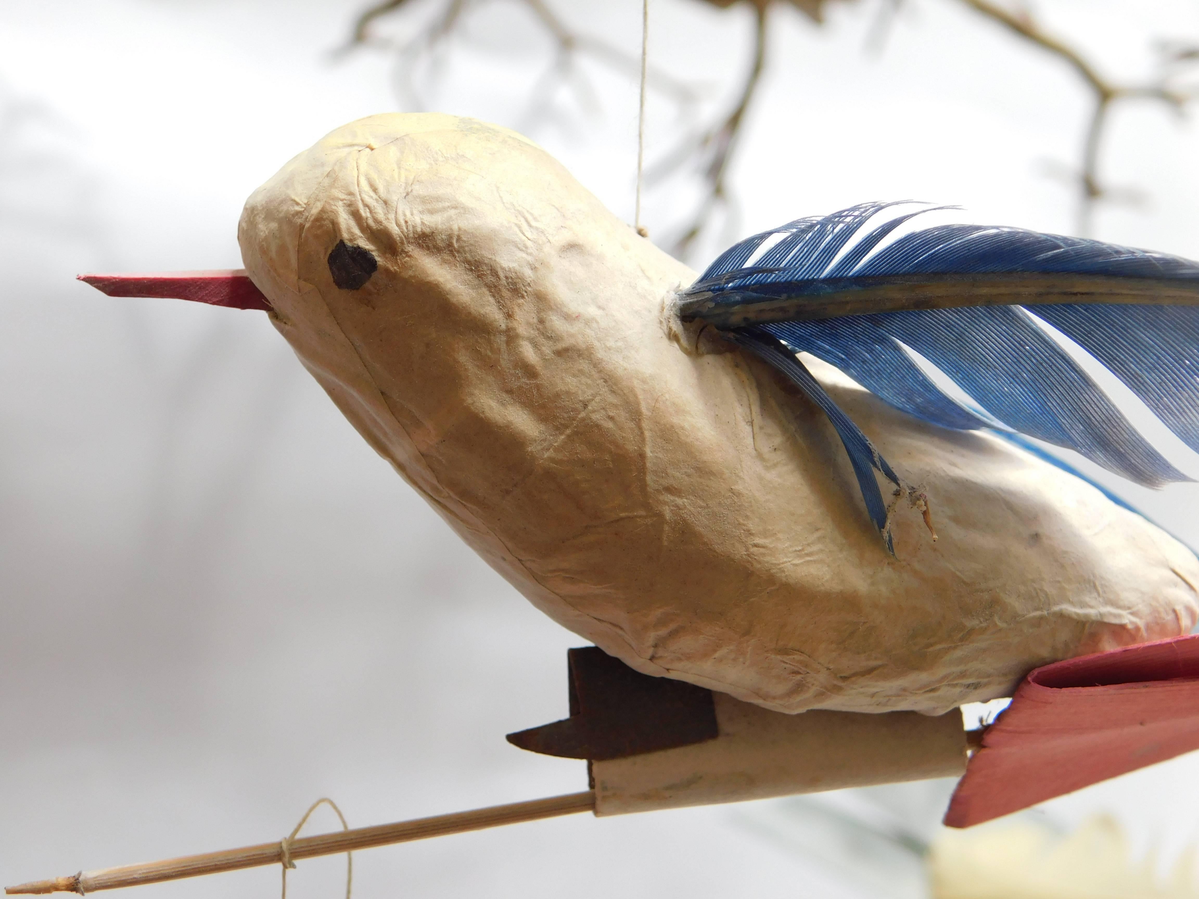 Vintage Collection of Papier Mache Bird Toys 3