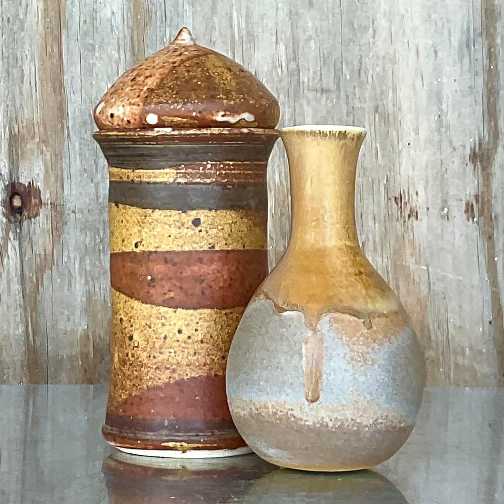 Mid-Century Modern Vintage Collection of Studio Pottery - Set of 2 For Sale