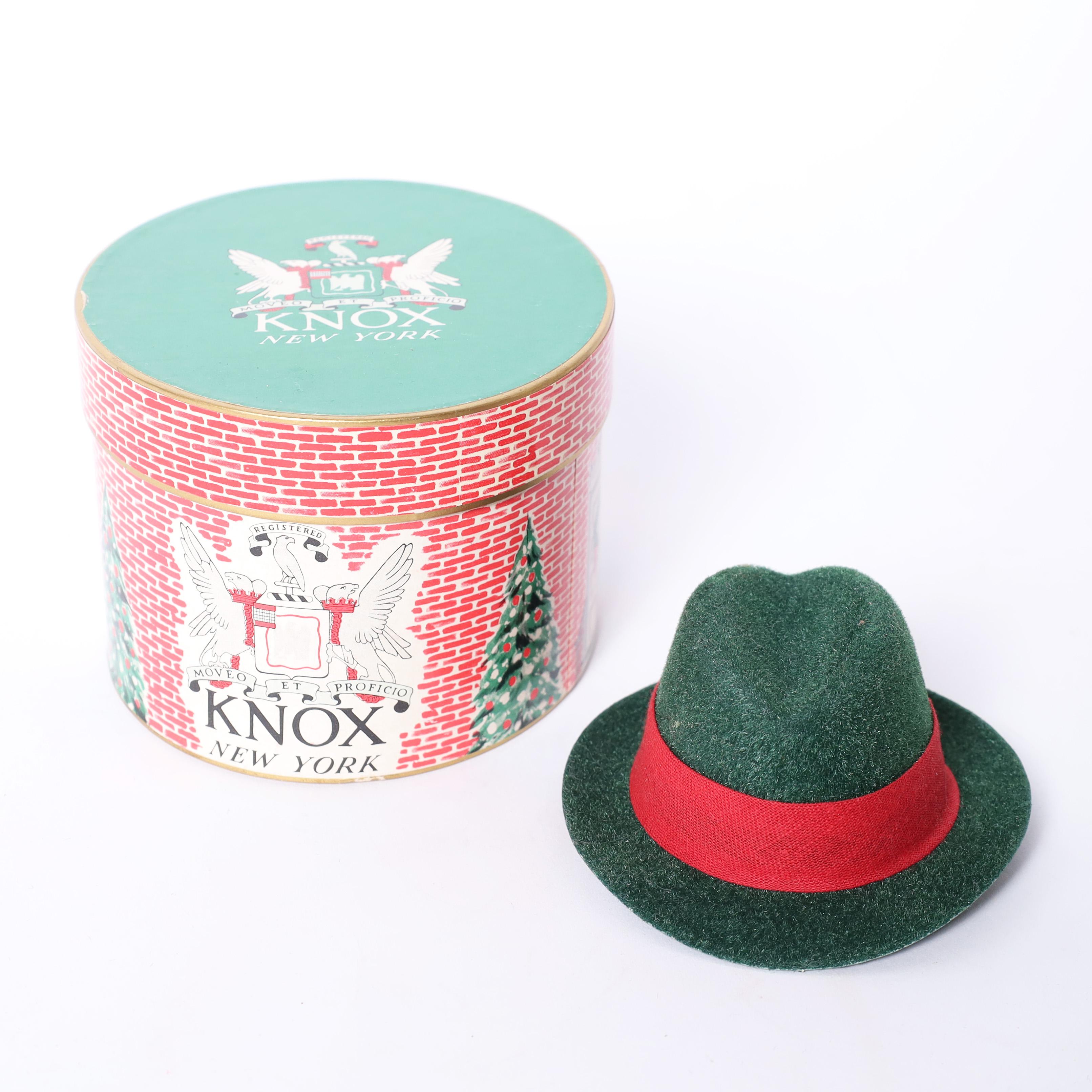 Felt Vintage Collection of Ten Miniature Hat Boxes and Hats For Sale