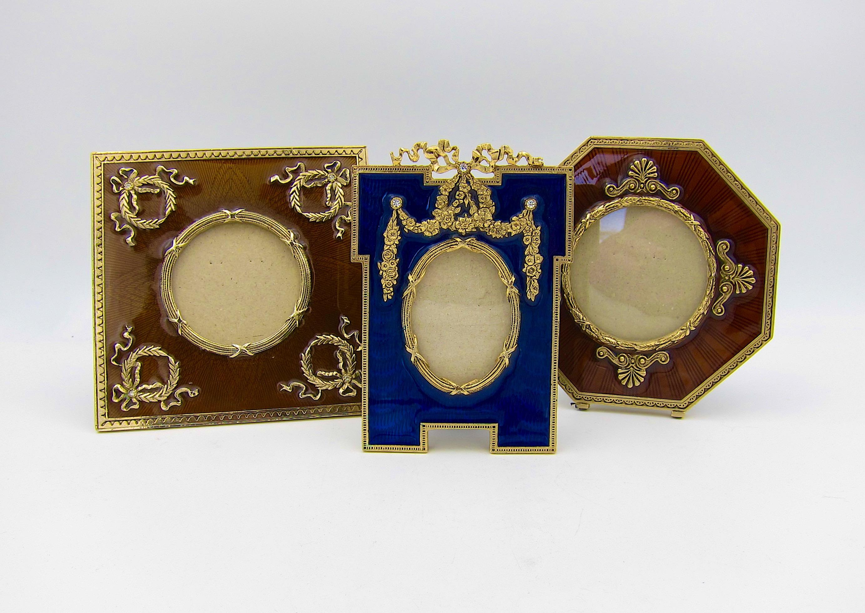Neoclassical Vintage Collection of Three Enameled Picture Frames
