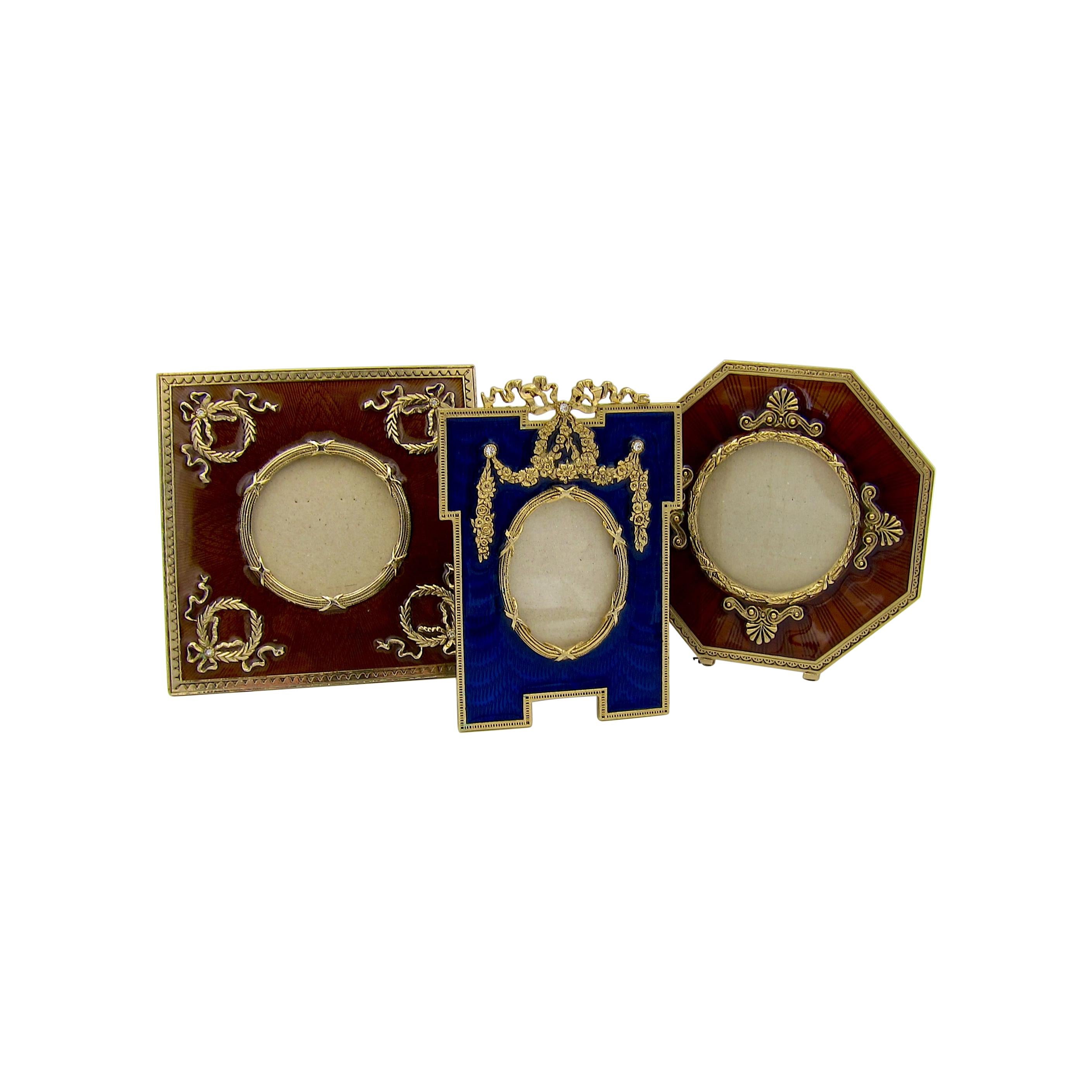 Vintage Collection of Three Enameled Picture Frames