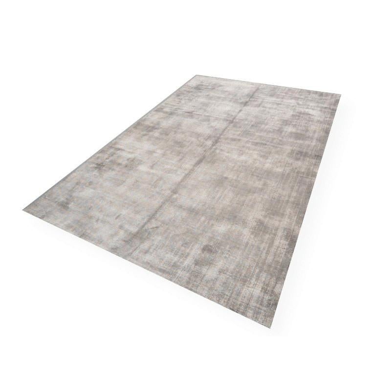 Hand-Knotted Vintage Collection Soft Gray Silk Rug For Sale