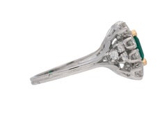 Vintage Colombian emerald and diamond cluster ring, French, circa 1960