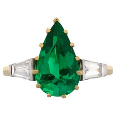 Vintage Colombian emerald and diamond ring, English, circa 1970.