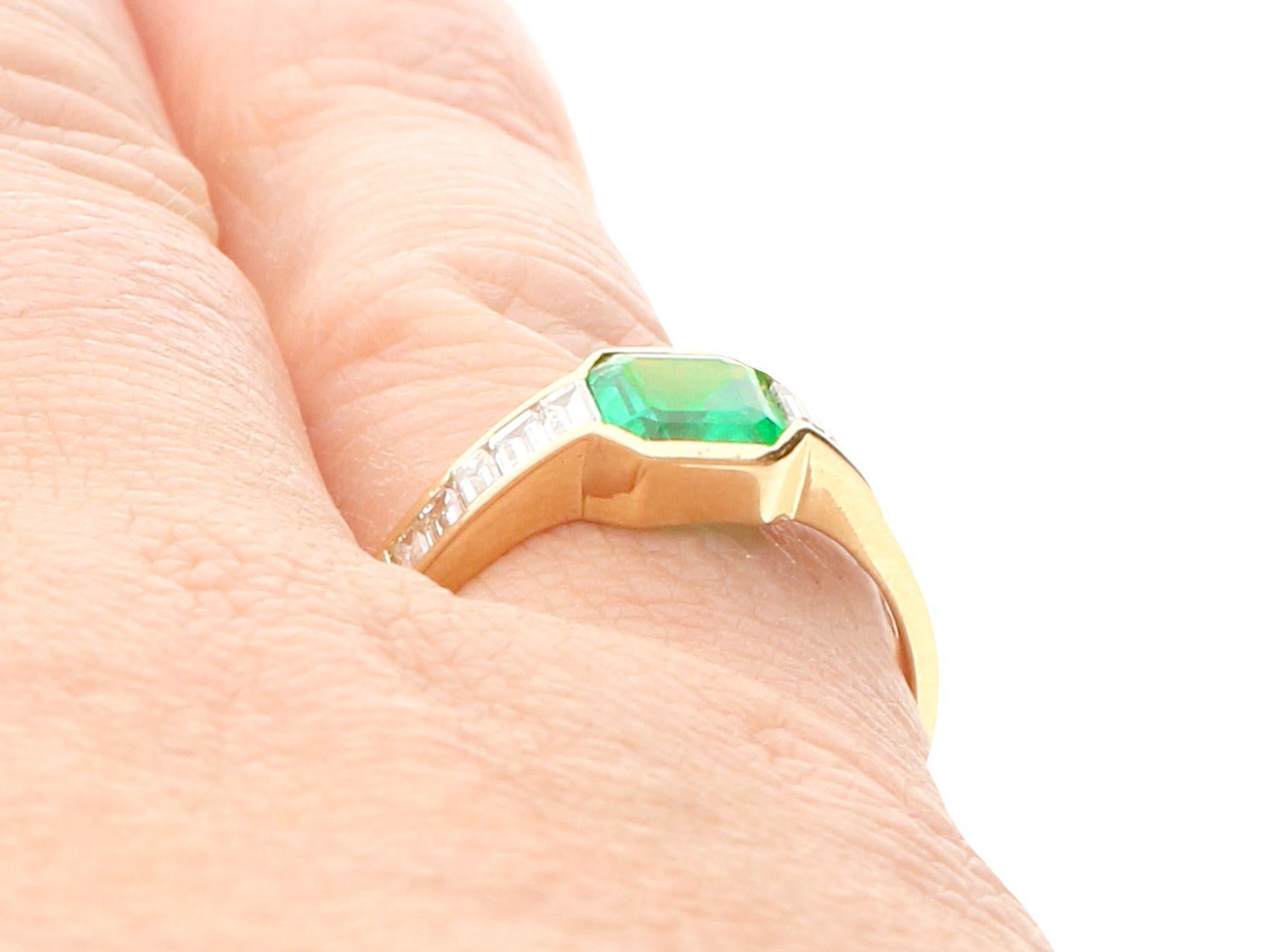 Vintage Colombian Emerald and Diamond Yellow Gold Cocktail Ring, Circa 1980 2