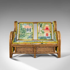 Vintage Colonial Loveseat, English, Bamboo, Bench, Sofa, Late 20th Century, 1970