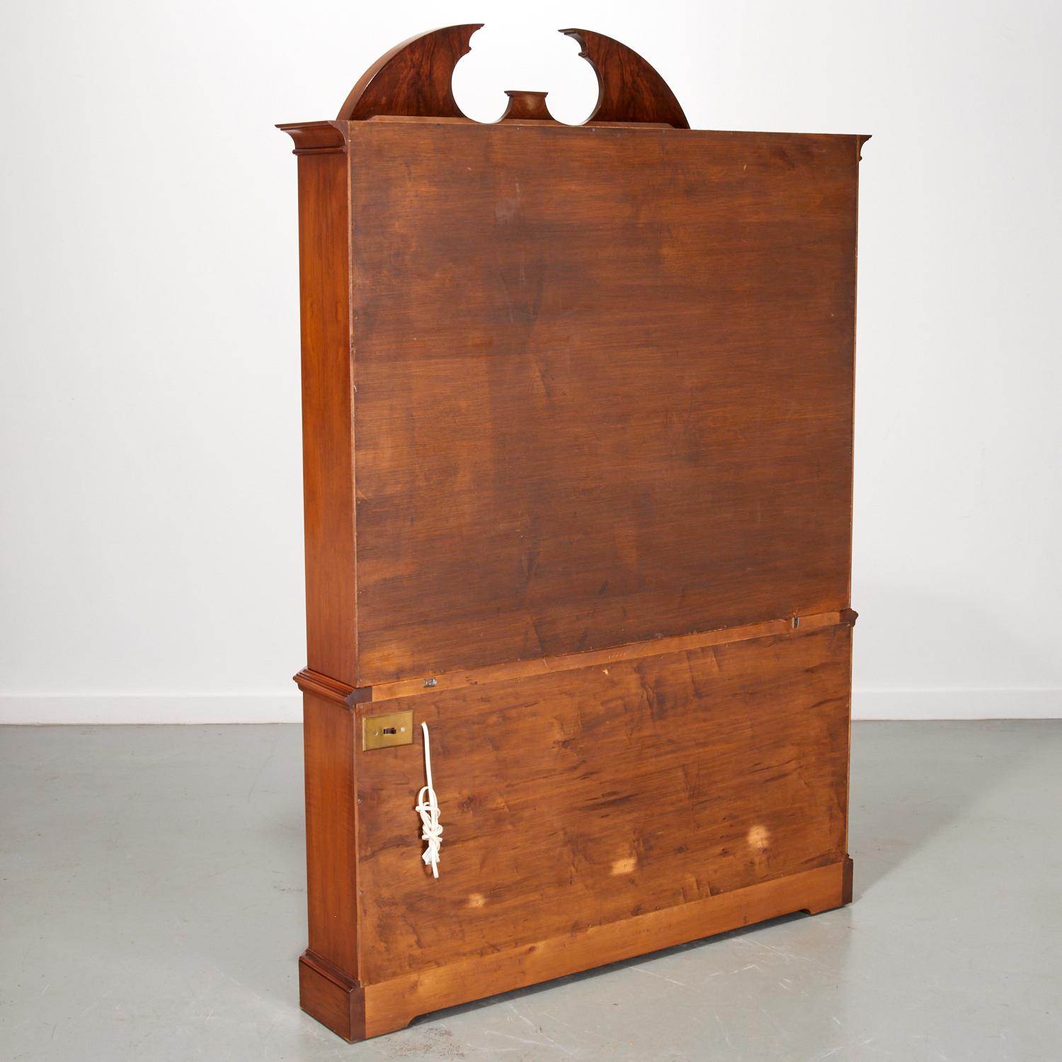 Vintage Colonial Revival Burl Wood Bookcase/Display Cabinet 1