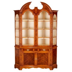 Vintage Colonial Revival Burl Wood Bookcase/Display Cabinet