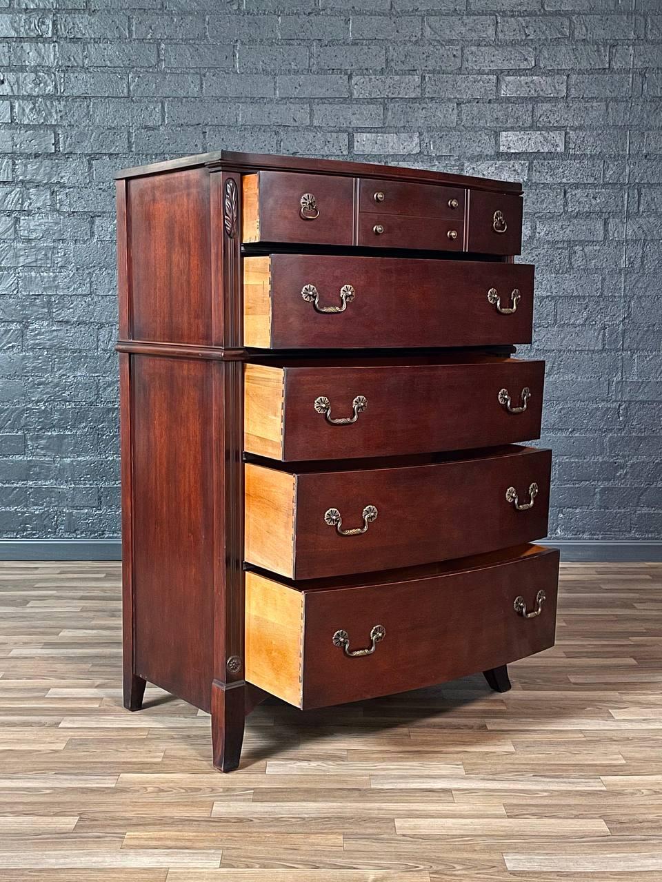 American Vintage Colonial Revival Highboy Dresser by Huntley Furniture For Sale