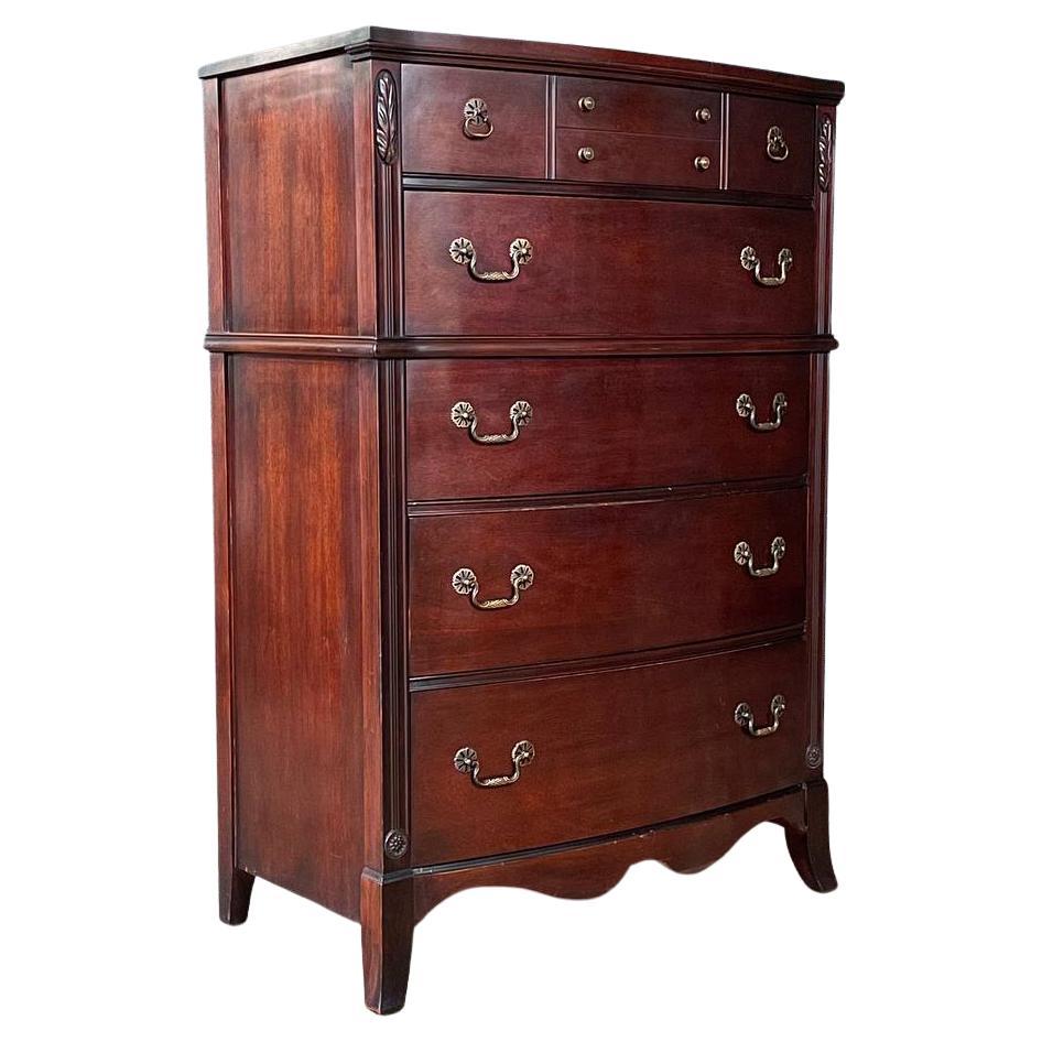 Vintage Colonial Revival Highboy Dresser by Huntley Furniture