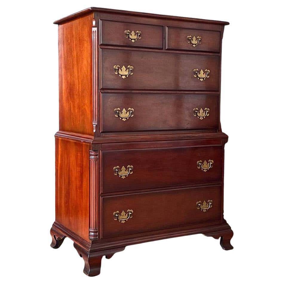 Vintage Colonial Revival Highboy Dresser by Kling Furniture For Sale at