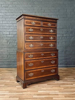 Vintage Colonial Revival Style Mahogany Highboy Dresser by Drexel