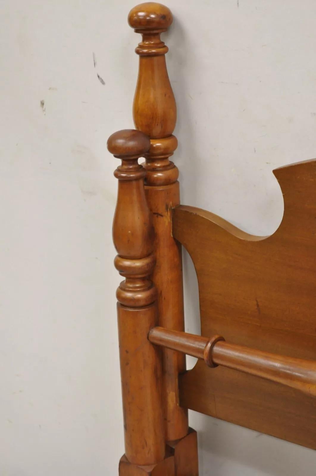 Unknown Vintage Colonial Style Cherry Wood Cannonball Single Twin Bed Frames - a Pair
