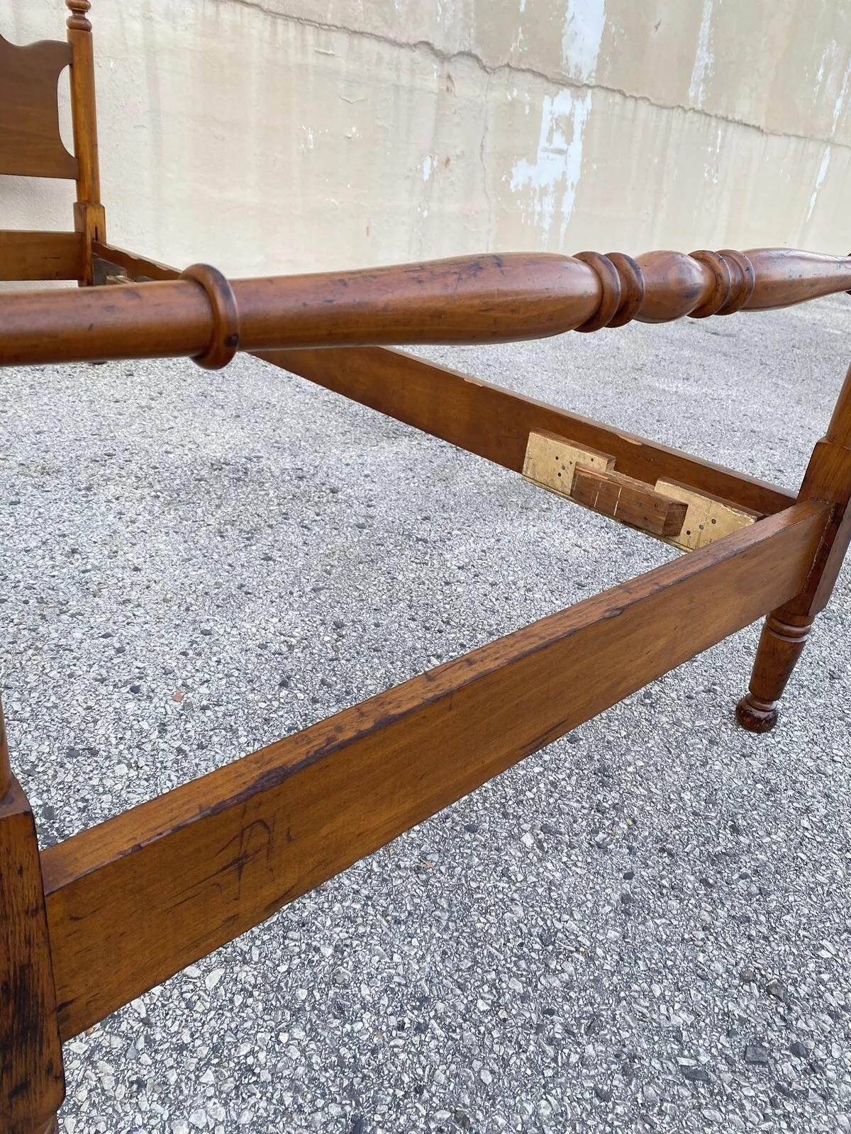 Vintage Colonial Style Cherry Wood Cannonball Single Twin Bed Frames - a Pair 2