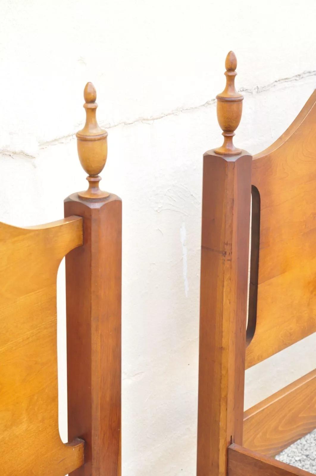 Vintage Colonial Style Maple Wood Urn Finial Twin Single Beds - a Pair 2